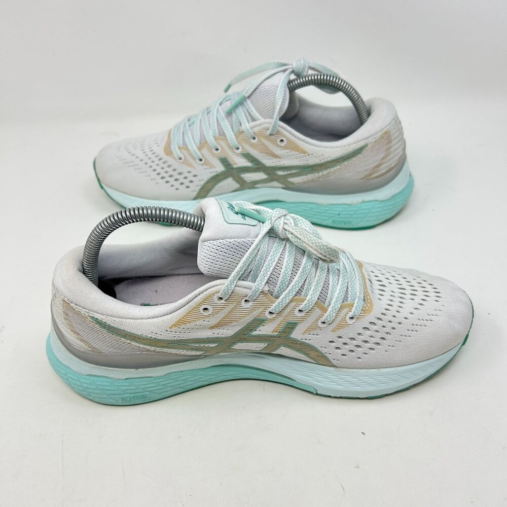 Asics Gel-Kayano 28 Womens Running Shoes - White/Teal Lightweight Size 9.5 - Picture 4 of 9